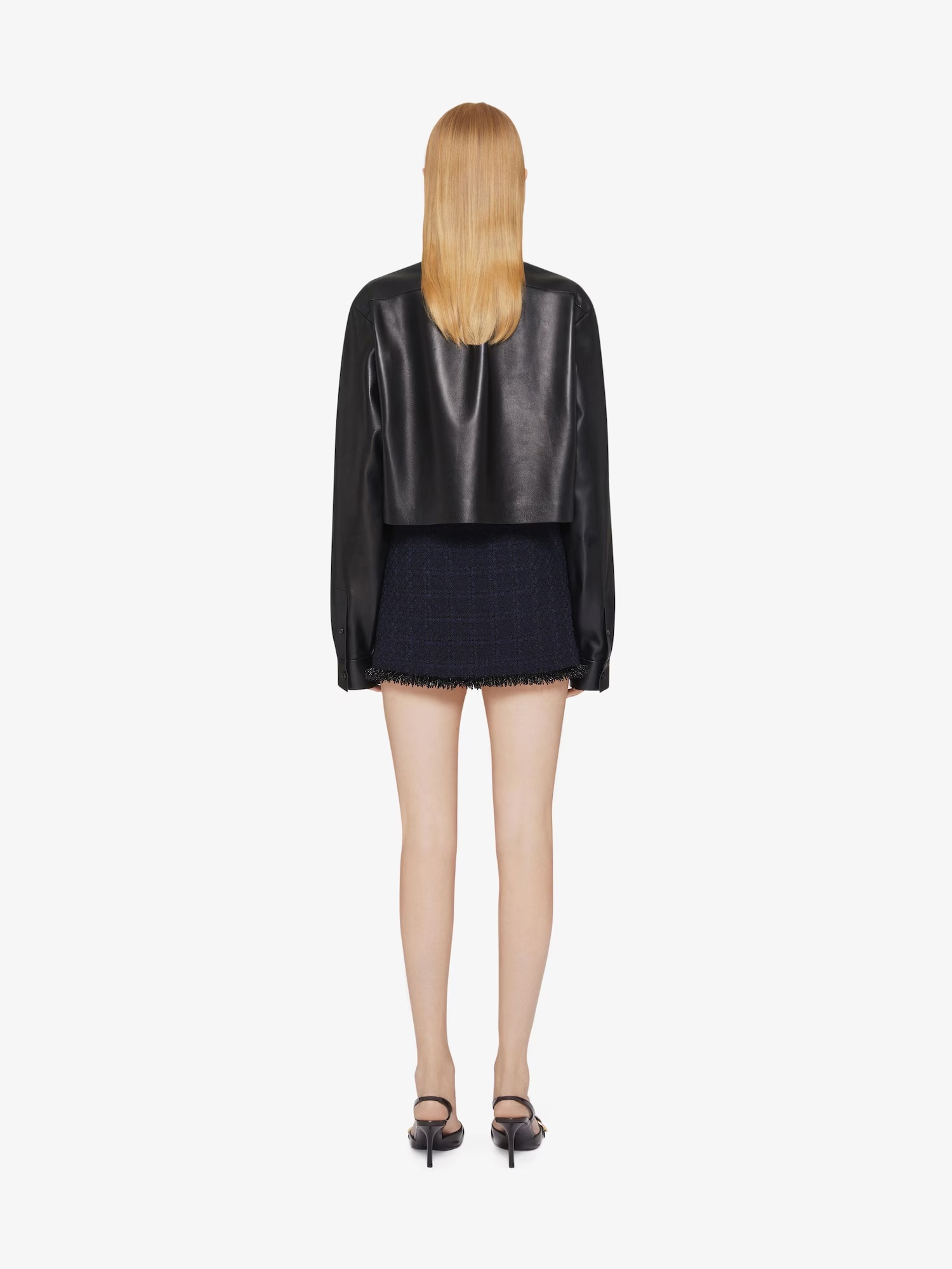 Givenchy Cropped Shirt In Leather With 4g Detail In Black