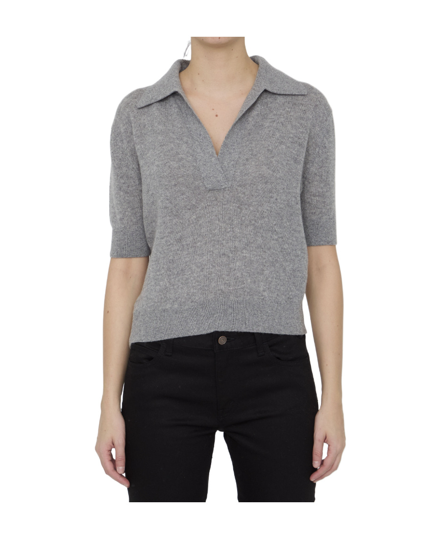 Khaite Shrunken Jo Cashmere Top In Gray