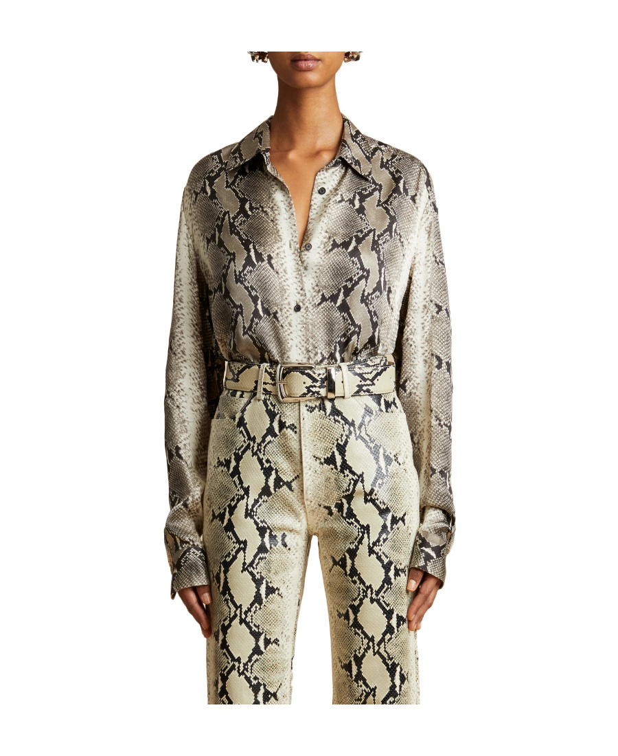 Khaite Argo Snake-print Shirt In Brown