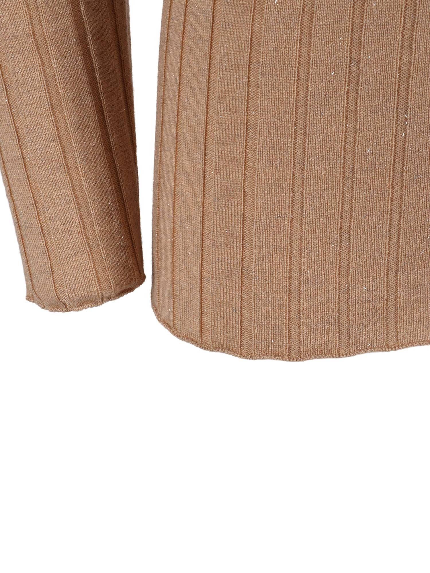 Peserico Ribbed Knit Sweater With Classic Round Neckline In Brown
