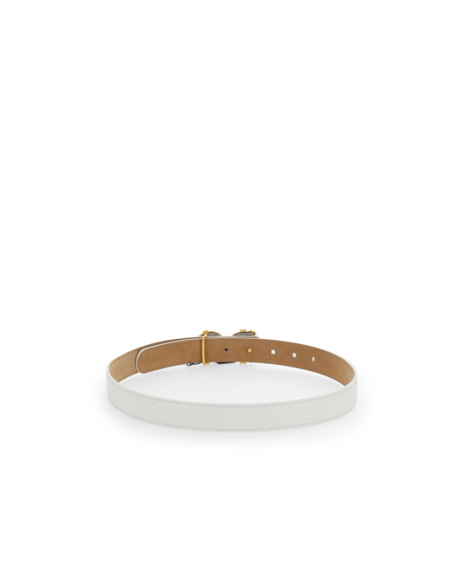 Dolce & Gabbana Dolce  Gabbana Baroque Logo Buckle Belt In White