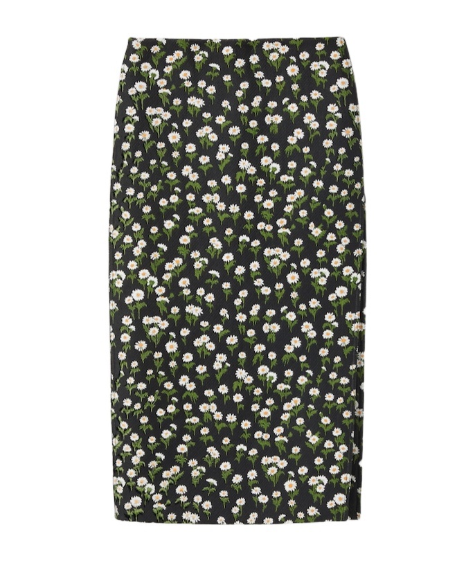 Gucci Floral Crepe Midi Skirt In Green