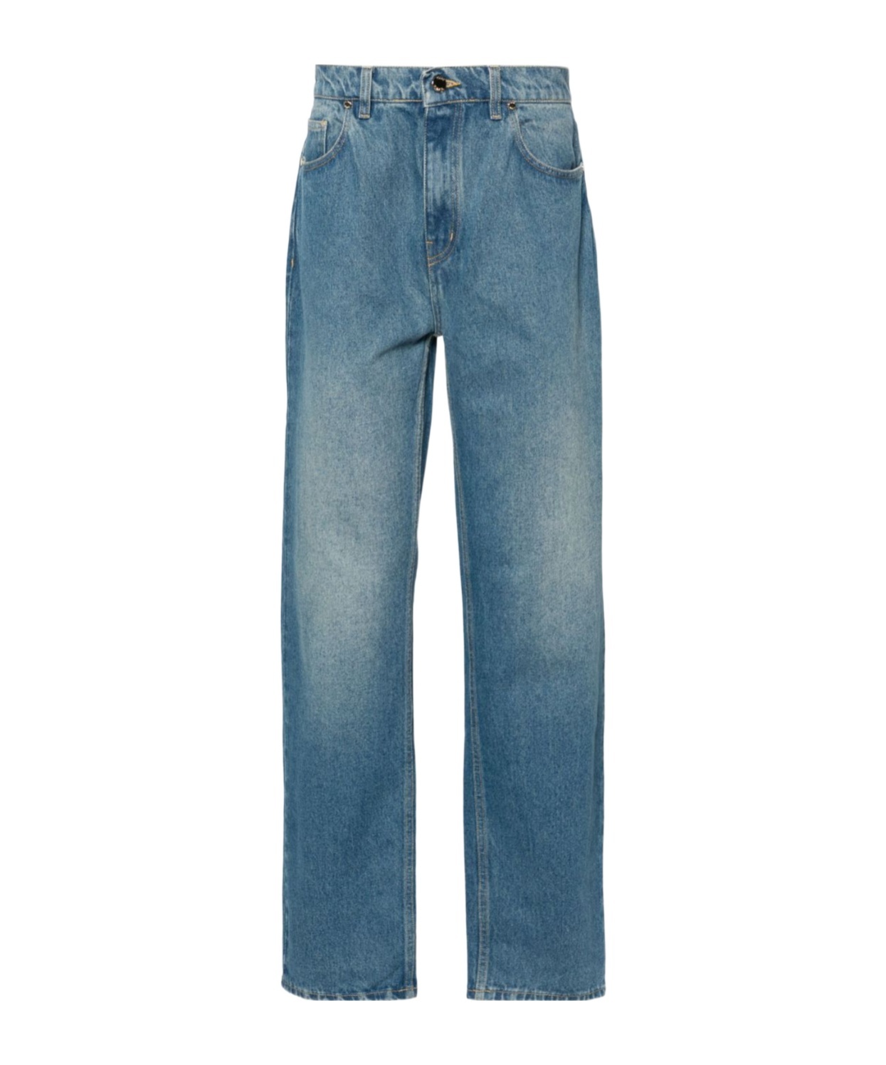 Casablanca Printed And Embroidered Denim Jeans In Blue