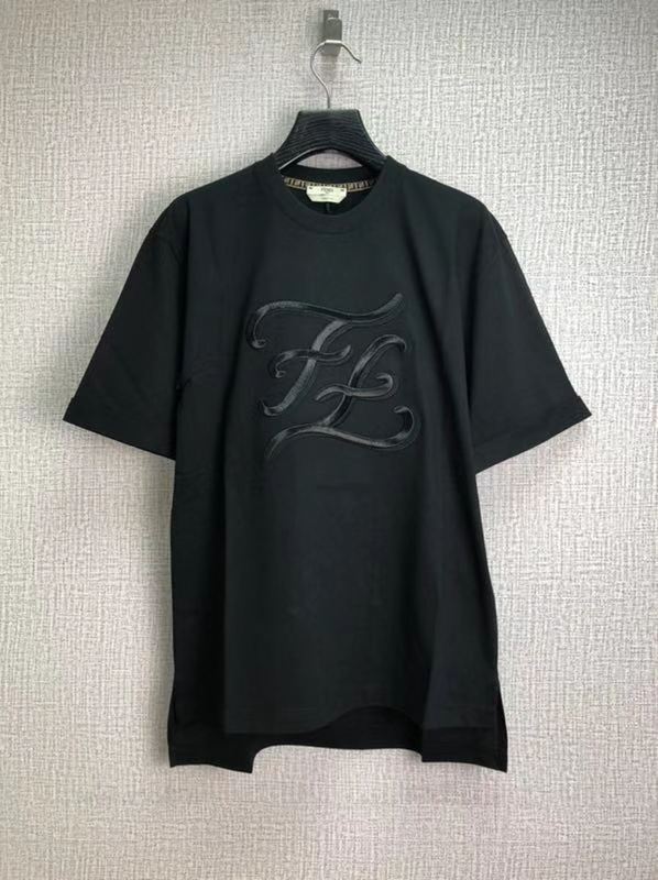 Fendi Ff Embroidered Side Split T-shirt In Black