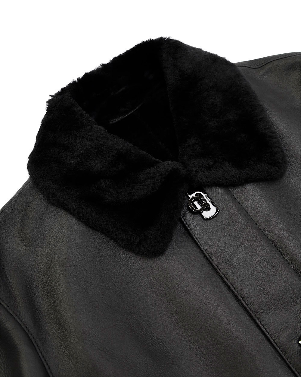 Ferragamo Lapel Coat In Black
