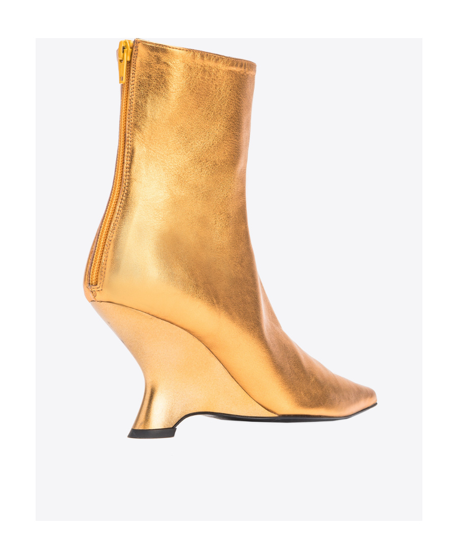 Pinko 90mm Leather Ankle Boots In Yellow