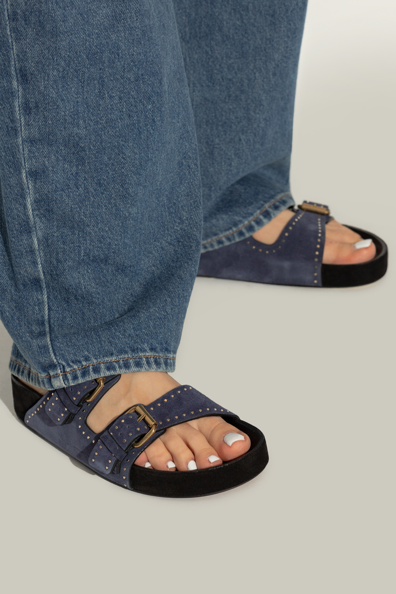 Isabel Marant Buckle Slippers In Blue