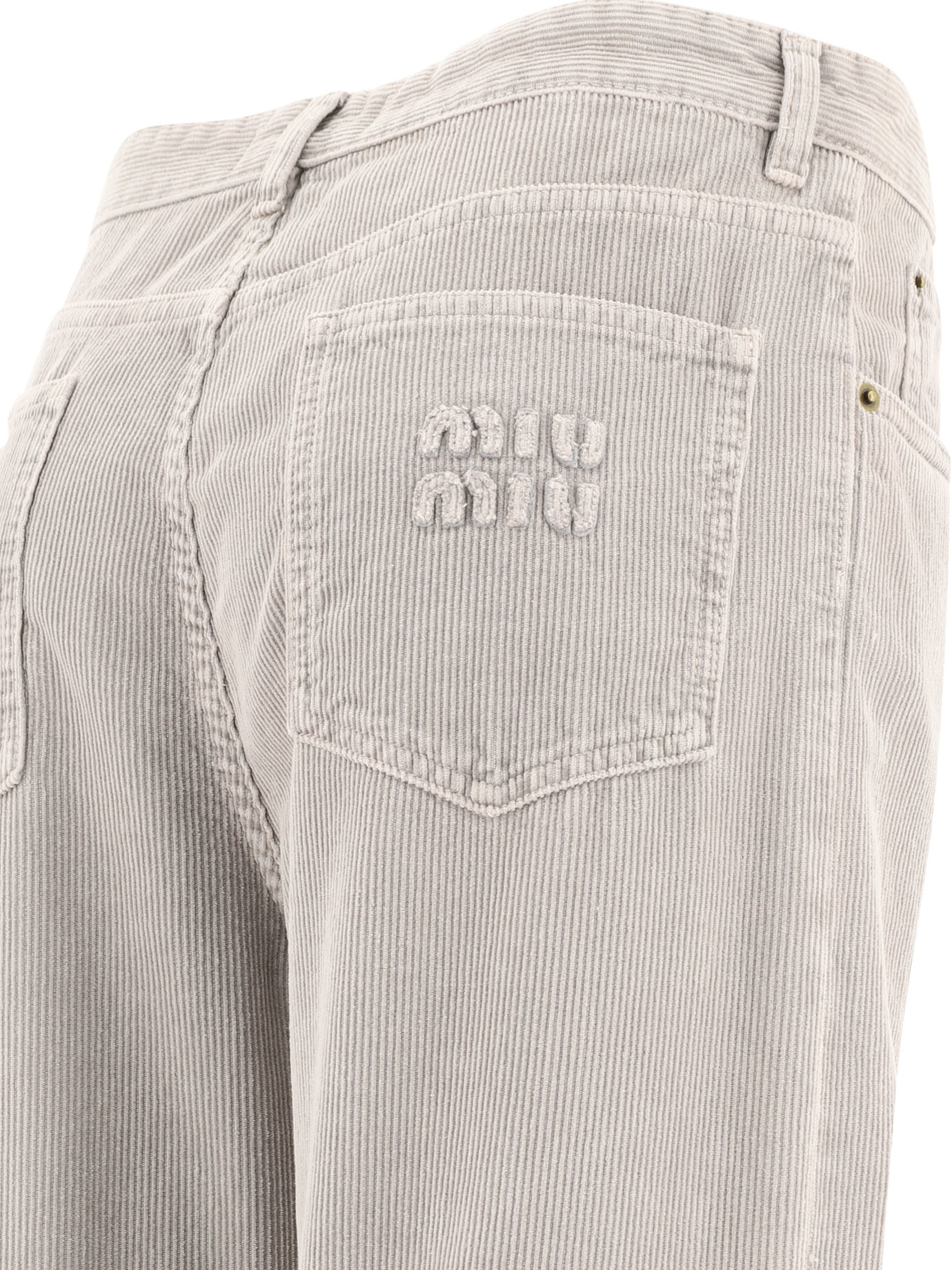 Miu Miu Corduroy Casual Pants In Gray