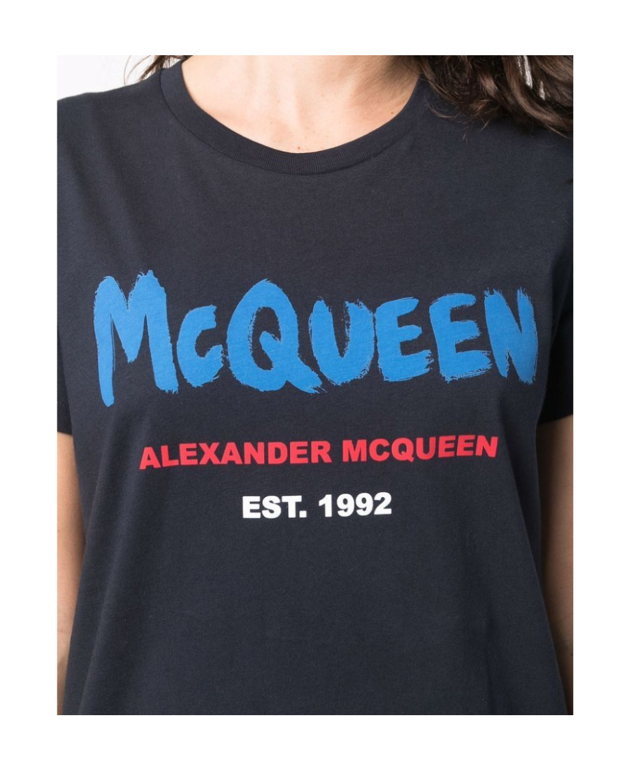 Alexander Mcqueen Logo-print Cotton T-shirt In Blue