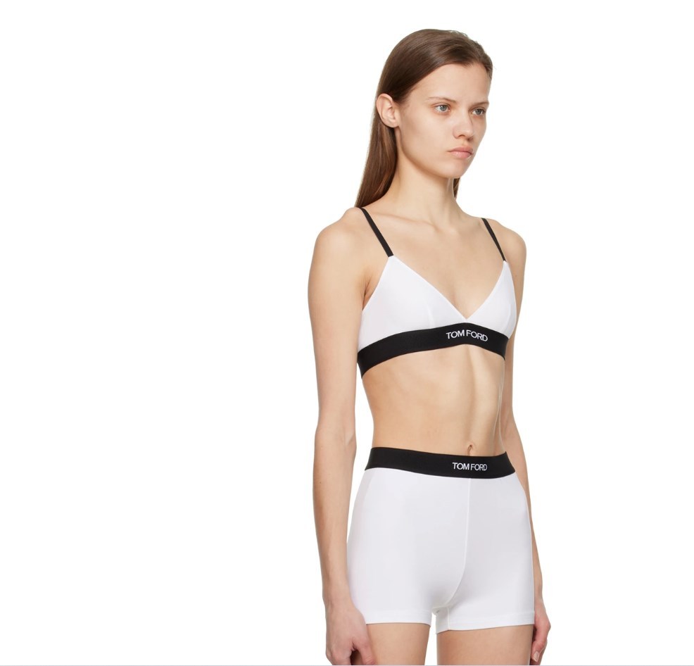 Shop Tom Ford Waistband-logo Triangle Bra In White