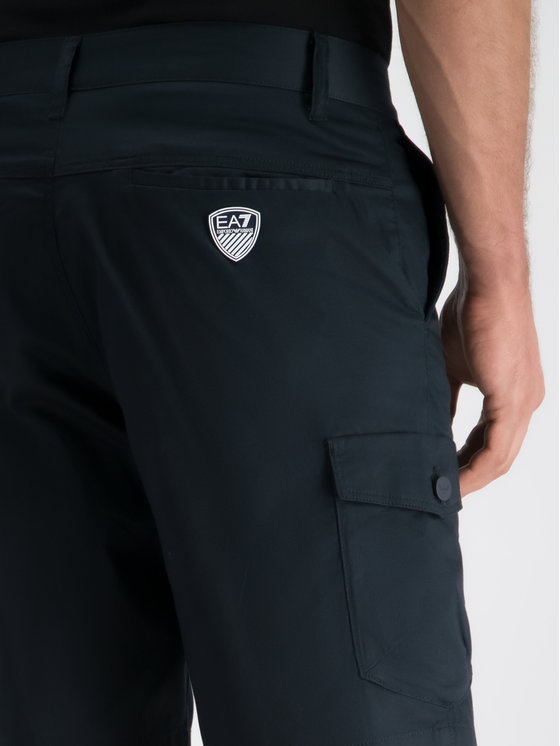 Ea7 Midnight Blue Logo Patch Shorts In Black