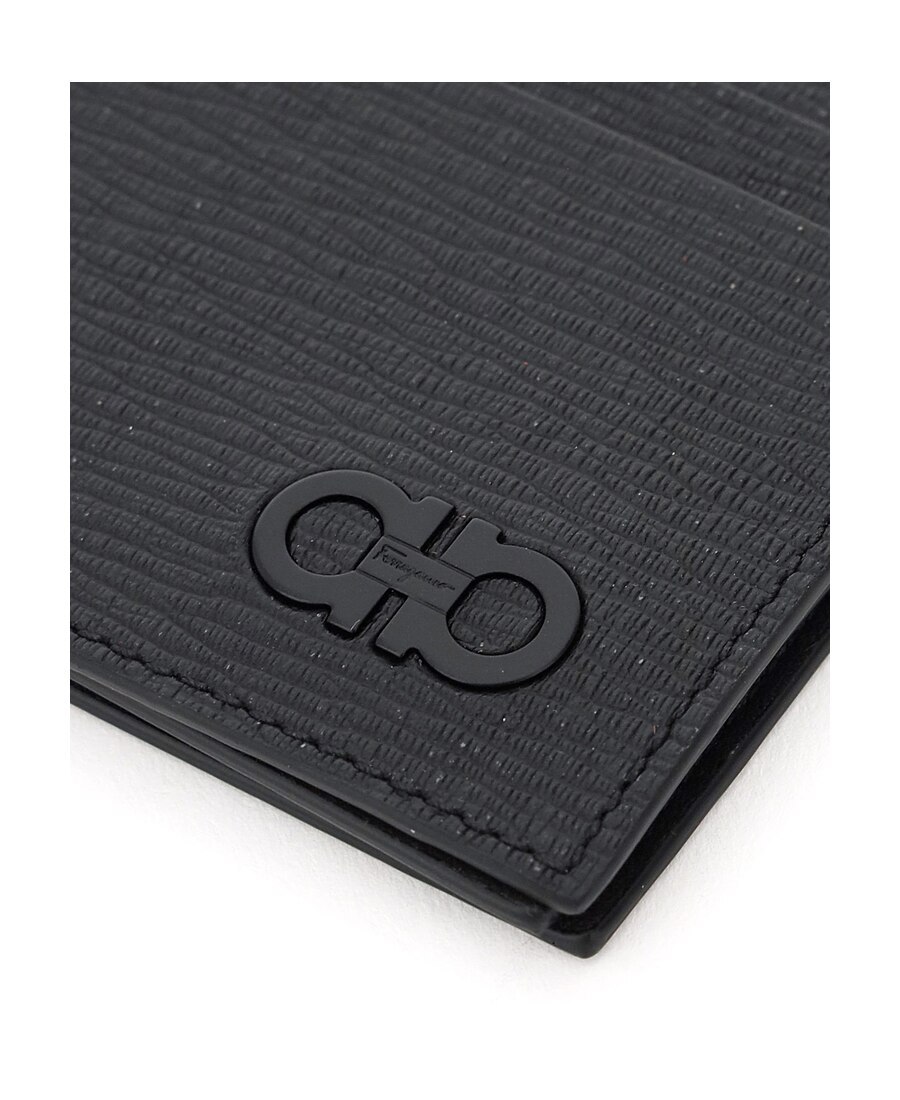 Ferragamo 'micro' Black Leather Wallet In Black