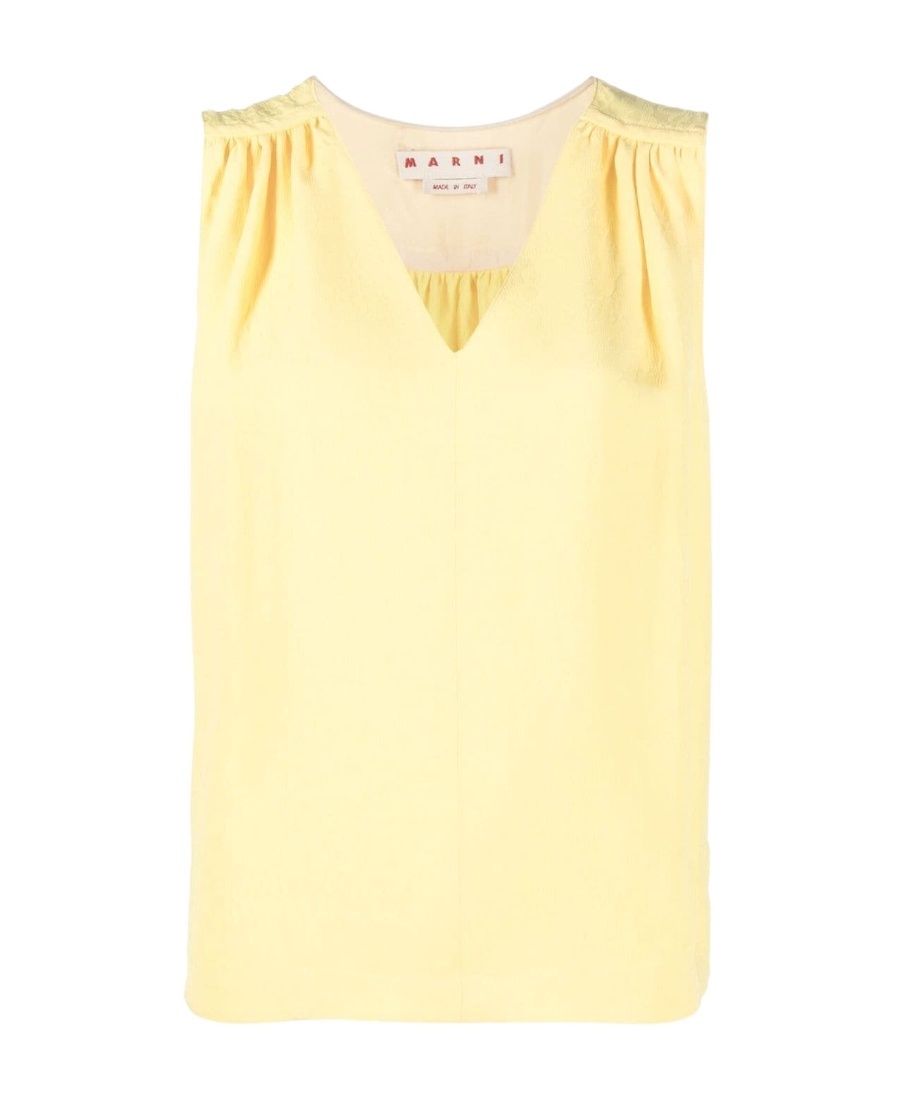 Marni Jacquard Ruched Top In Yellow