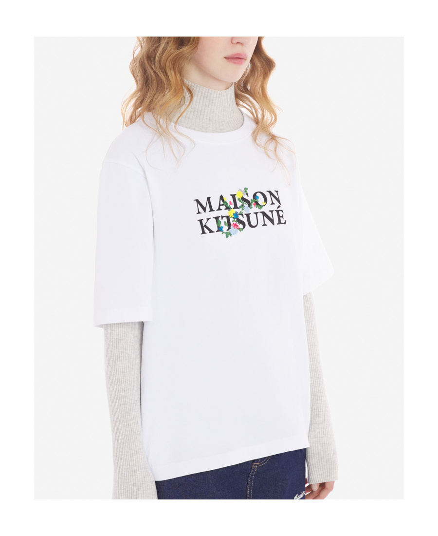 Maison Kitsuné Logo-print Cotton T-shirt In White