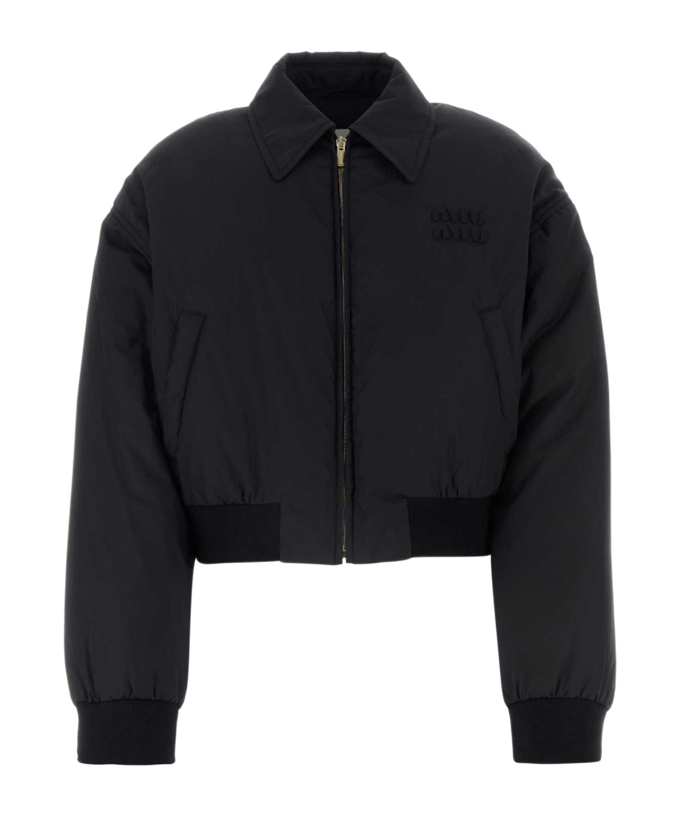 Miu Miu Technical Fabric Down Jacket In Black