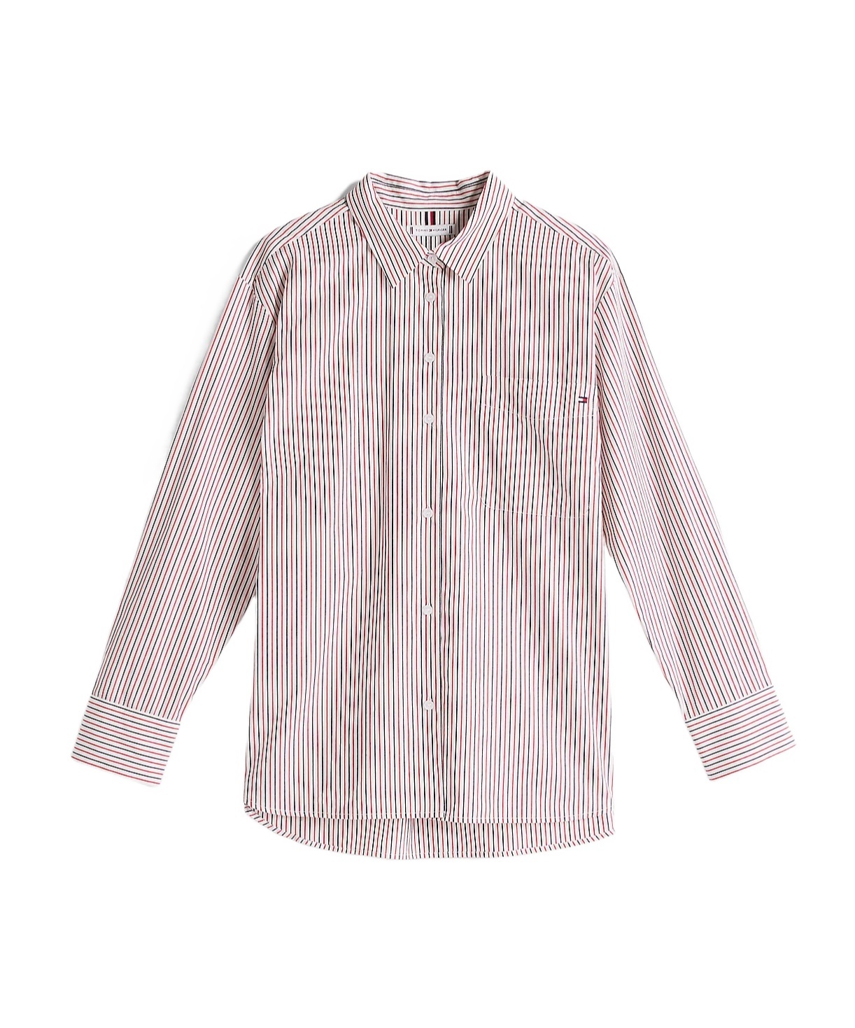 Tommy Hilfiger Oversized Fit Stripe Shirt In Red White Blue Thin Stp
