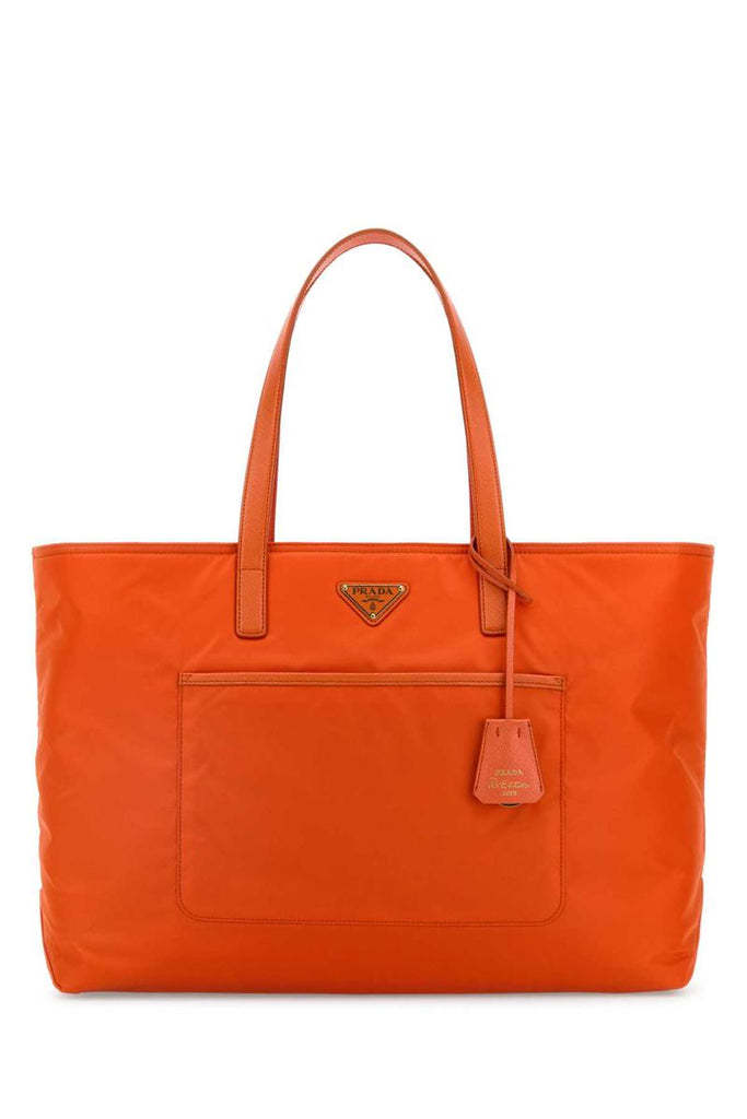 Prada Women Orange Re-nylon Large Re-edition 1978 Shopping Bag In Orange