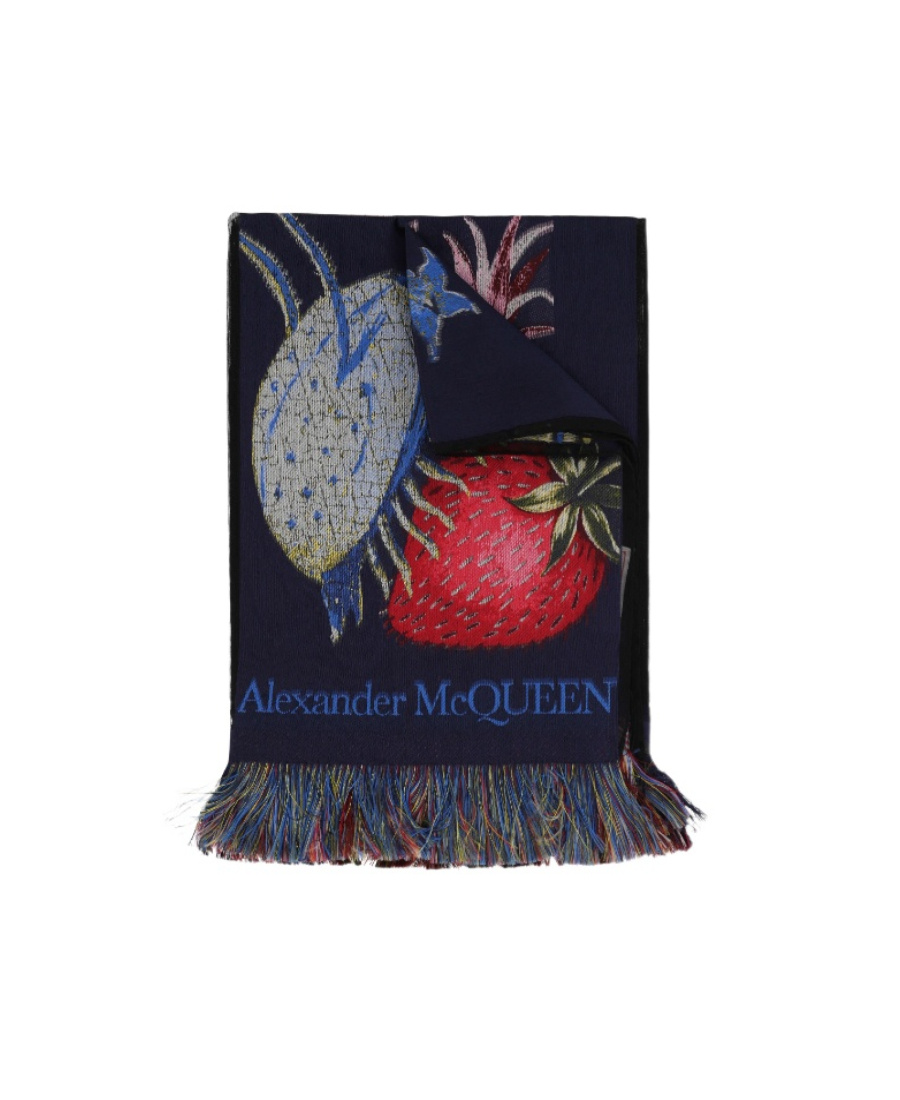 Alexander Mcqueen Graphic-print Scarf In Black