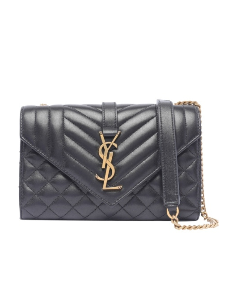 Saint Laurent Small Envelope Quilted Shoulder Bag In Black