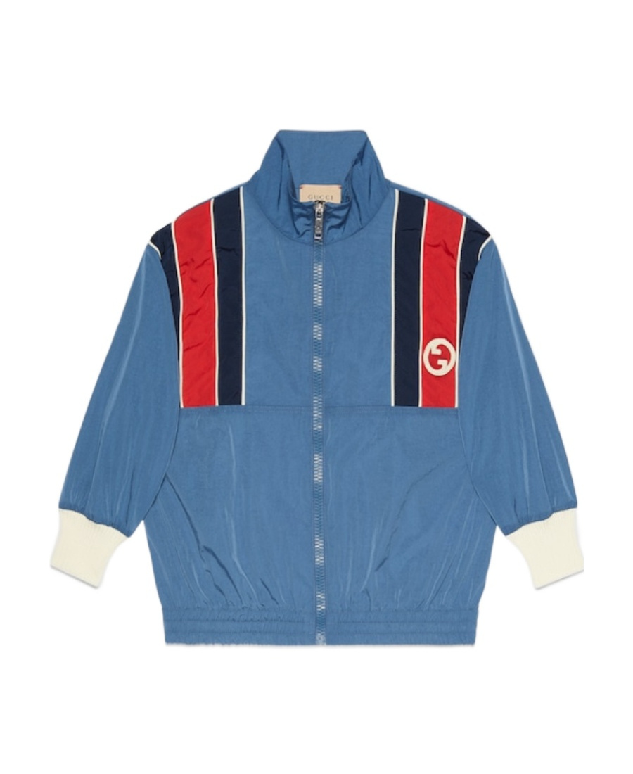 Gucci Interlocking G Stripe-detail Jacket In Blue