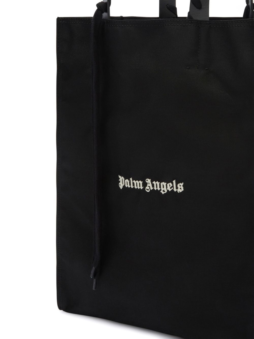 Palm Angels Logo Printed Lace-up Detailed Tote Bag In Black