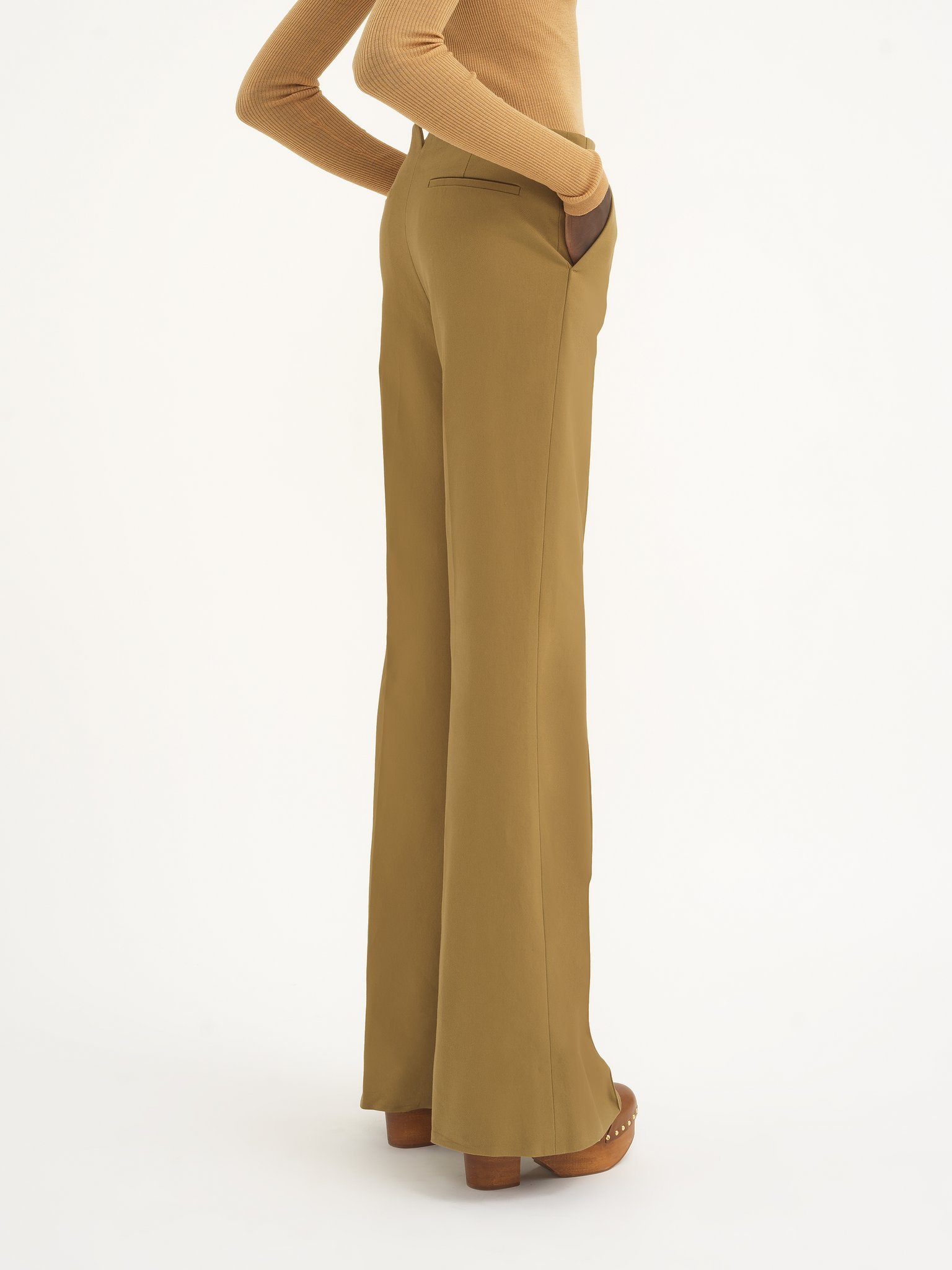 Chloé High-waisted Tailored Trousers With Flared Legs In Brown