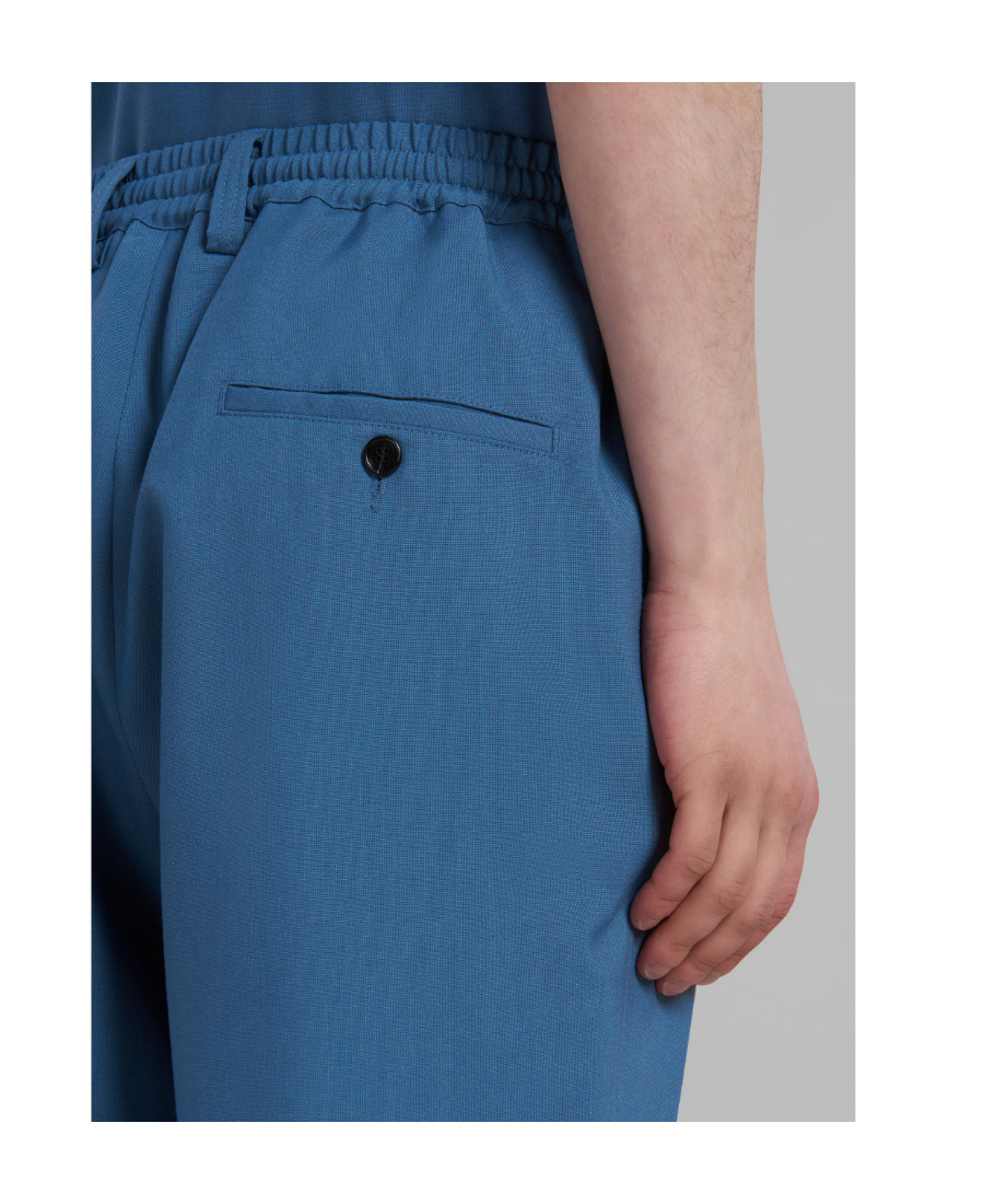 Marni Tapered-leg Wool Trousers In Blue