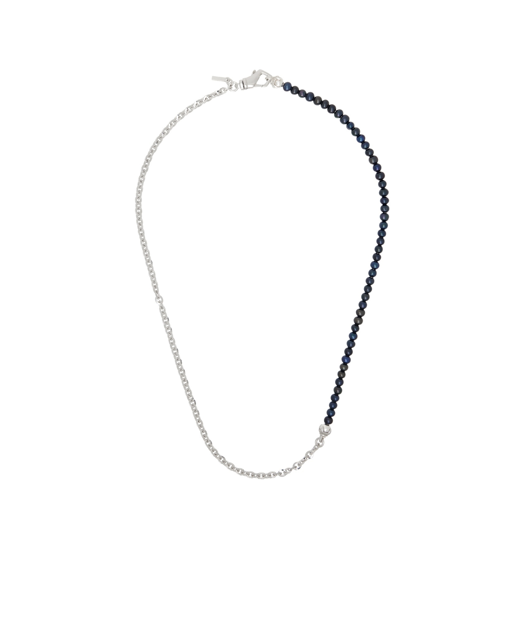 Emanuele Bicocchi Half Chain Half Pearl Necklace In Multicolor