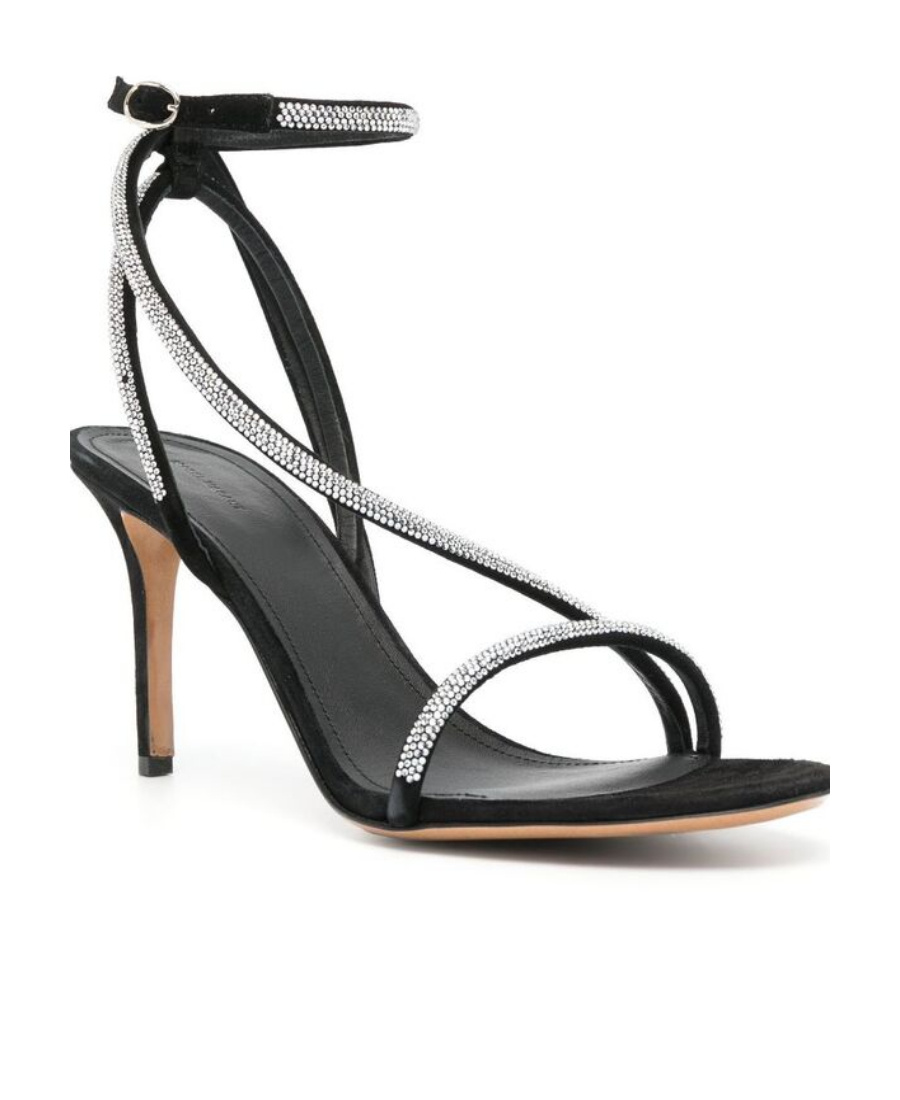 Isabel Marant 100mm Crystal Embellished Strappy Sandals In Black