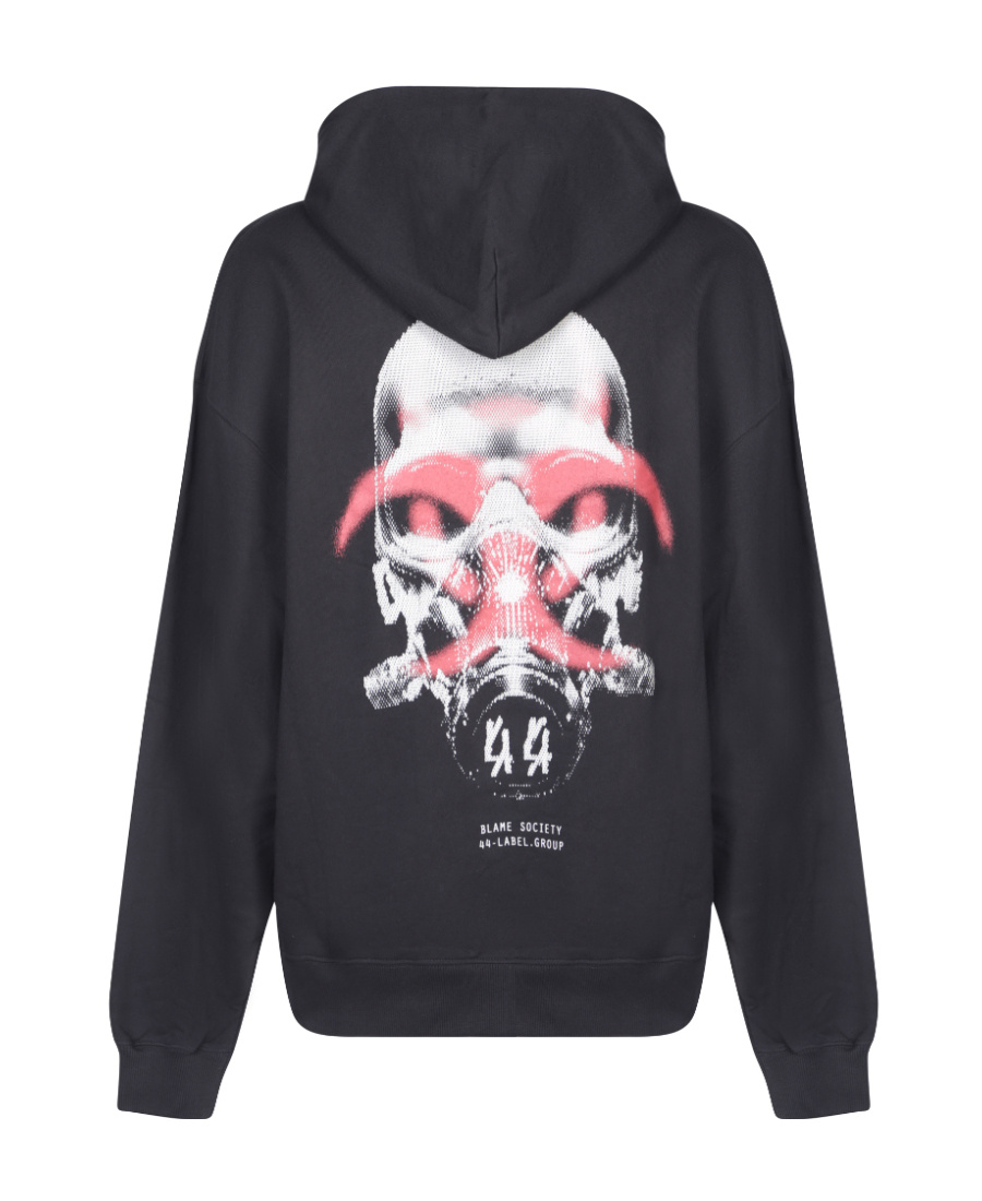 44 Label Group Men Cotton Sweatshirt With Frontal And Back Logo Print In Black