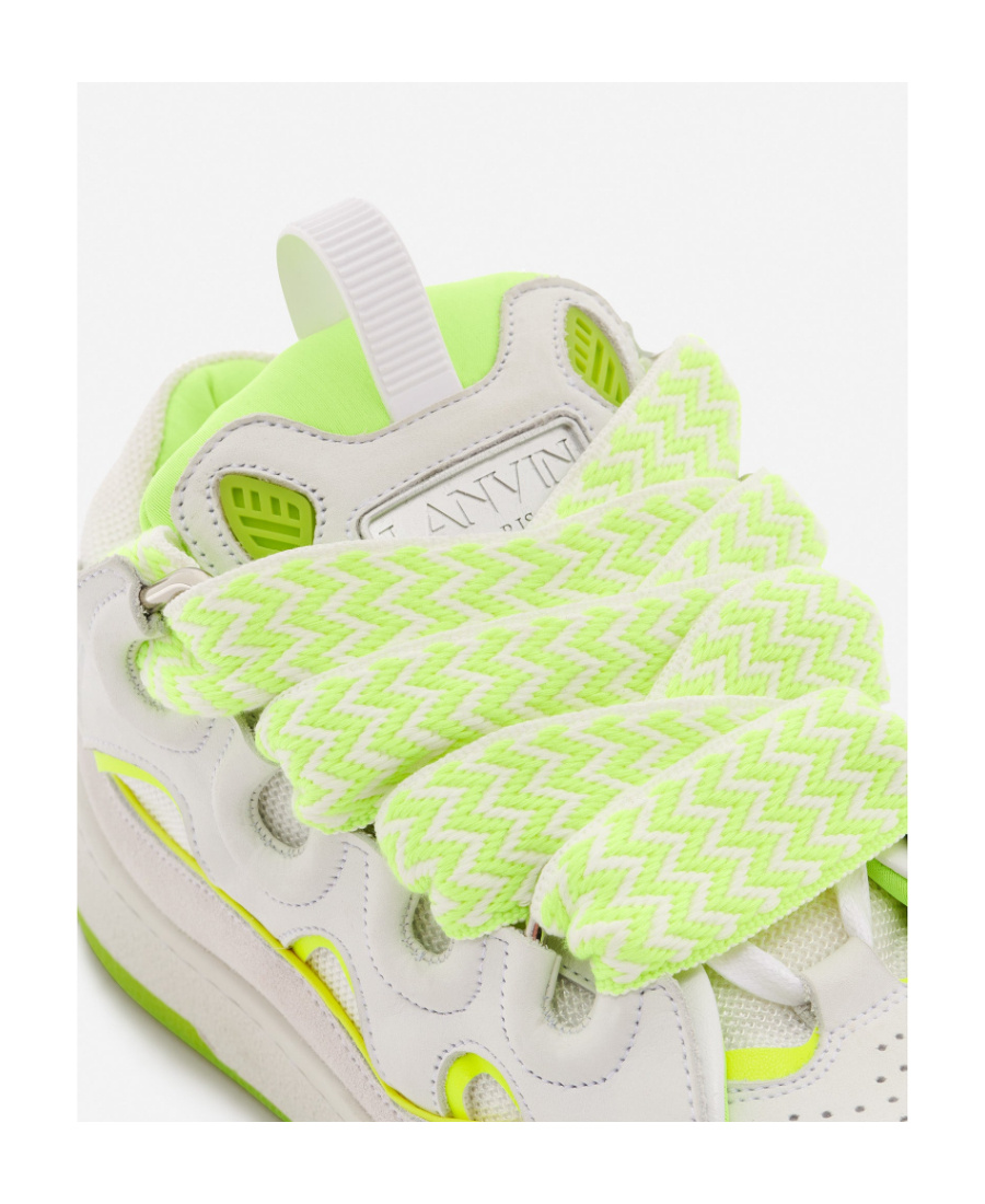 LANVIN BASKETS CURB 'BLANC/JAUNE FLUO' SNEAKERS