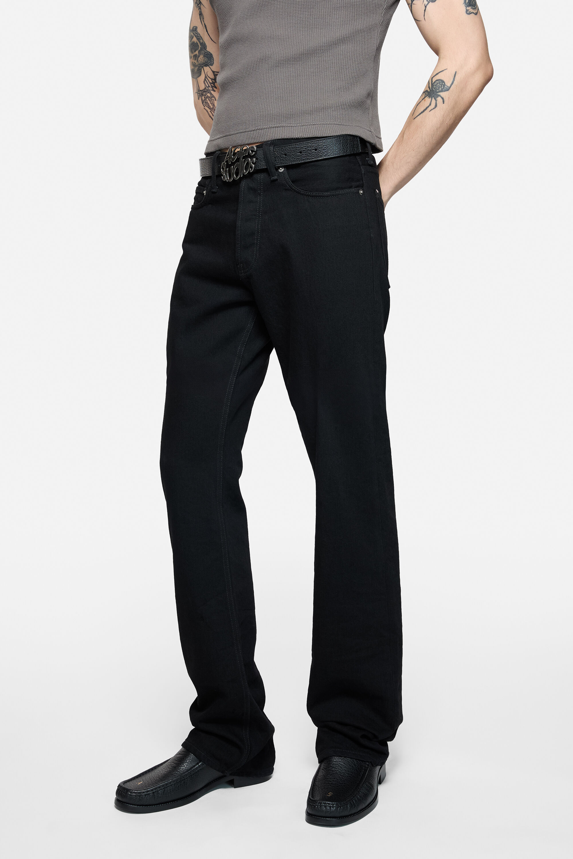 Acne Studios Denim Trousers With Belt Loops In Black