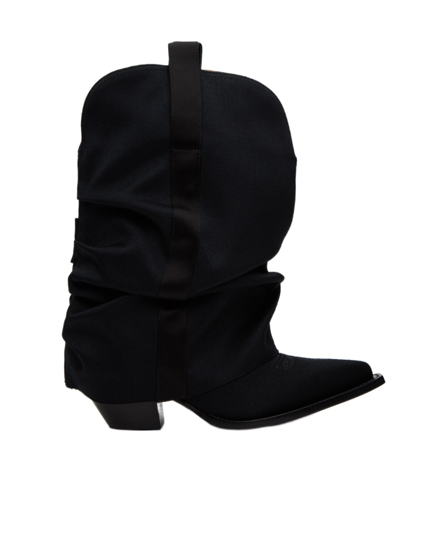 R13 Chunky Sleeve Cowboy High-heeled Boots In Black