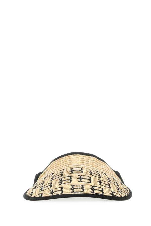 Borsalino Monogram Woven Visor Cap In Nude