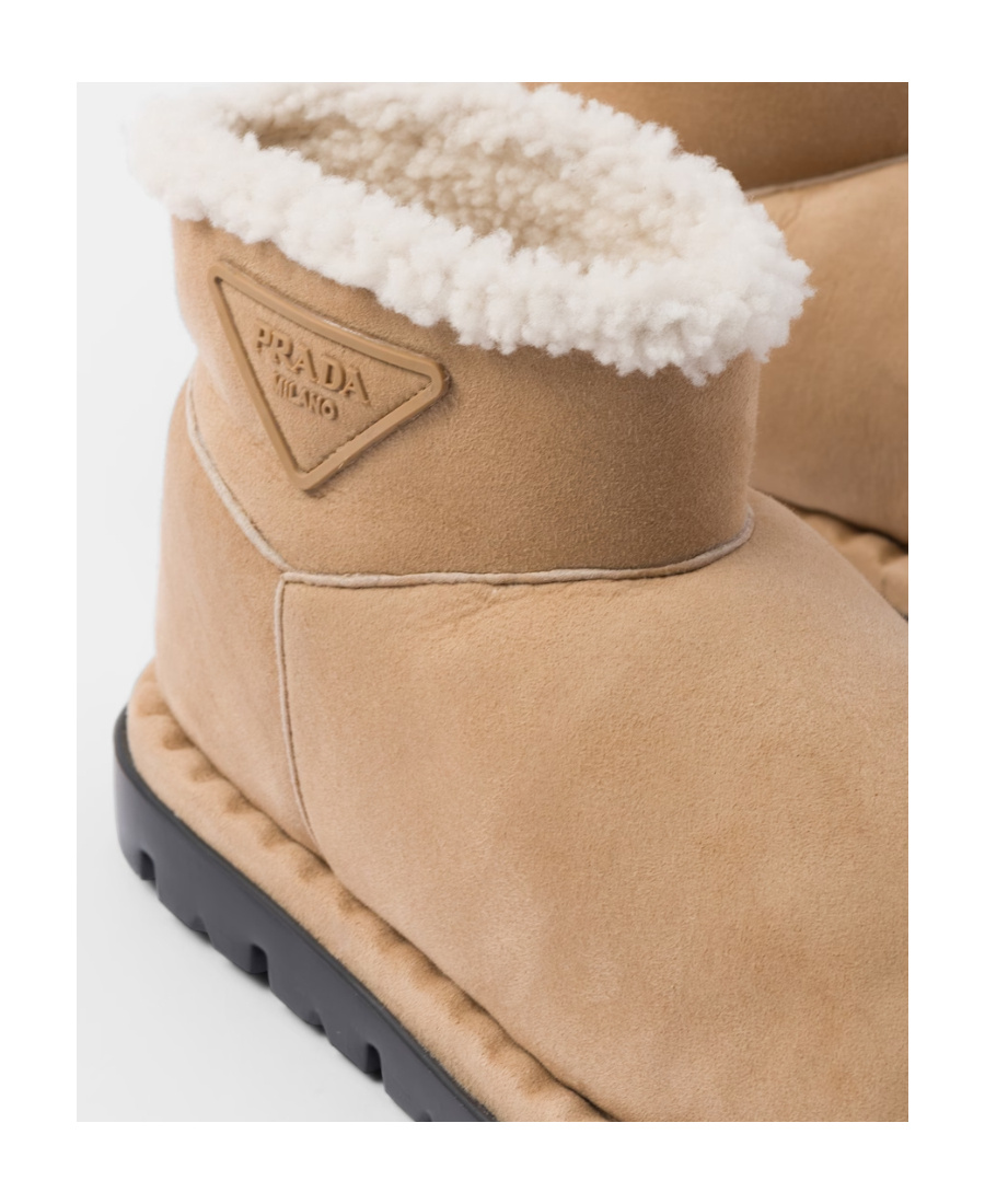 Prada Beige Suede Ankle Boots In Brown