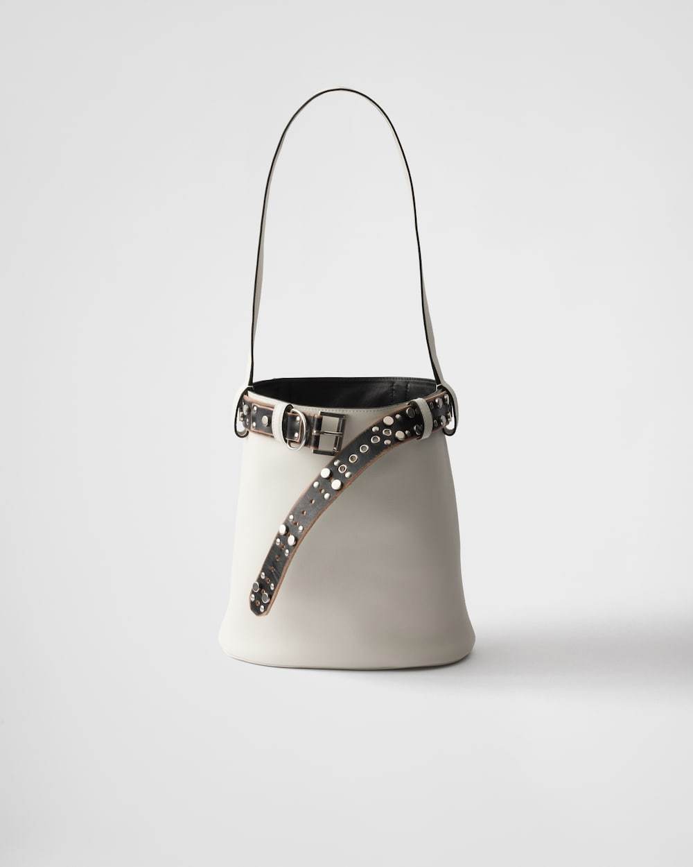 Prada Buckle Bucket Bag In Gray