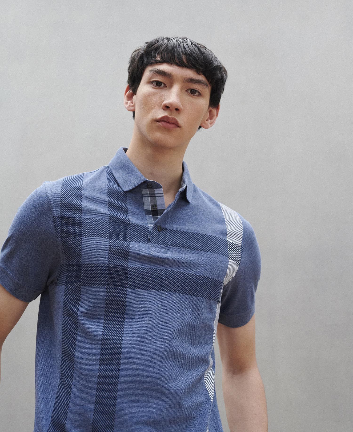 Barbour Blue Check Pattern Polo In Blue
