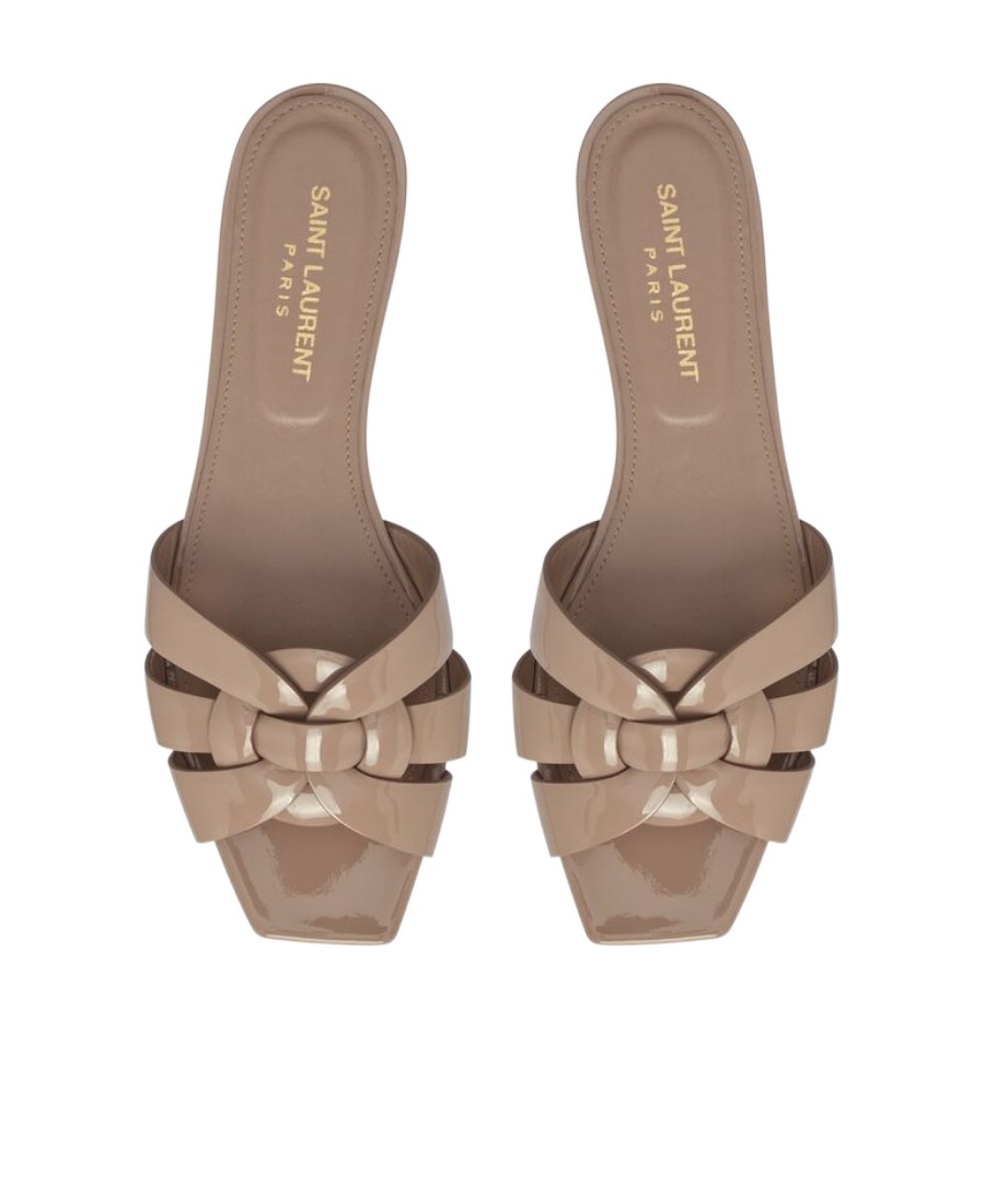 Saint Laurent Woman Antiqued Pink Tribute 05 Slippers In Nude