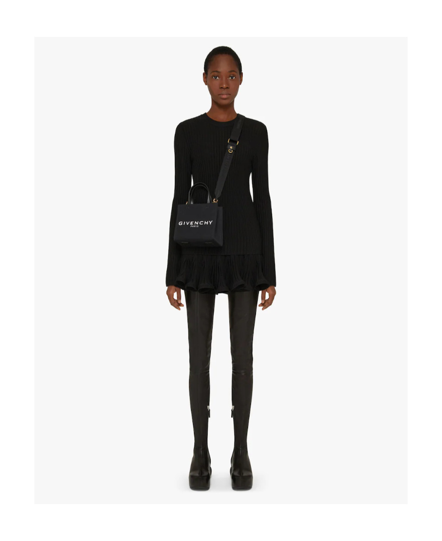 Givenchy G-tote Mini Shopping Bag In Canvas In Black
