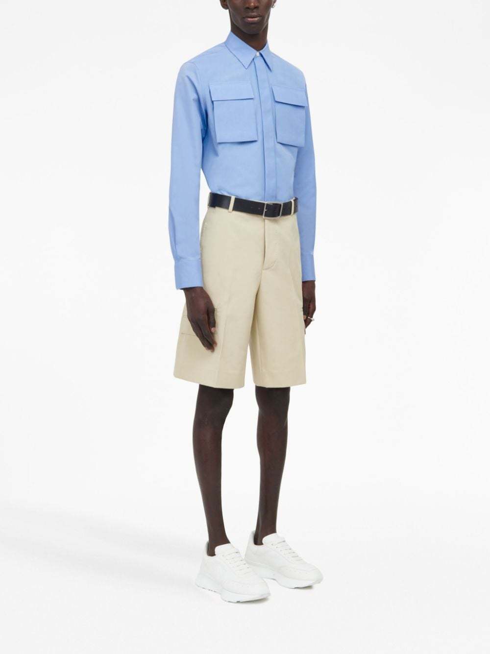 Alexander Mcqueen Tailored Cotton Shorts In Nude