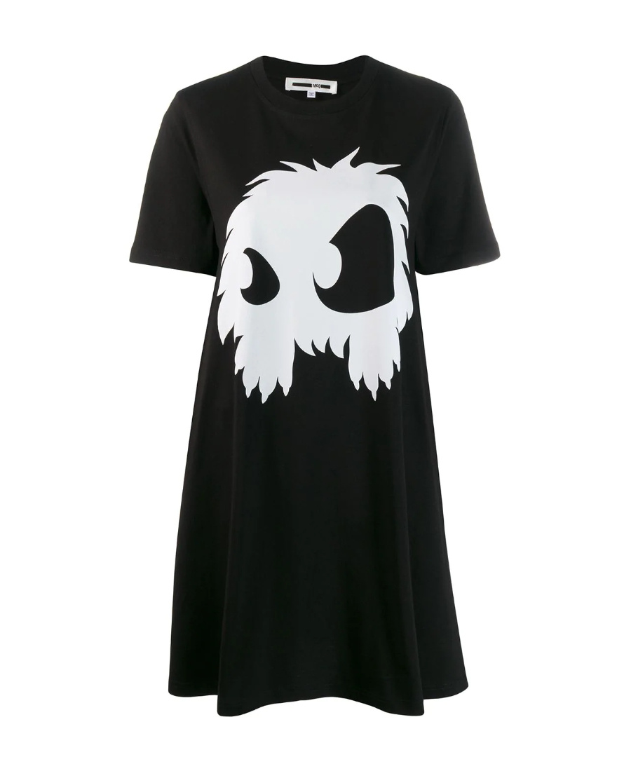 Mcq By Alexander Mcqueen Monster Pattern Logo Dress In Black