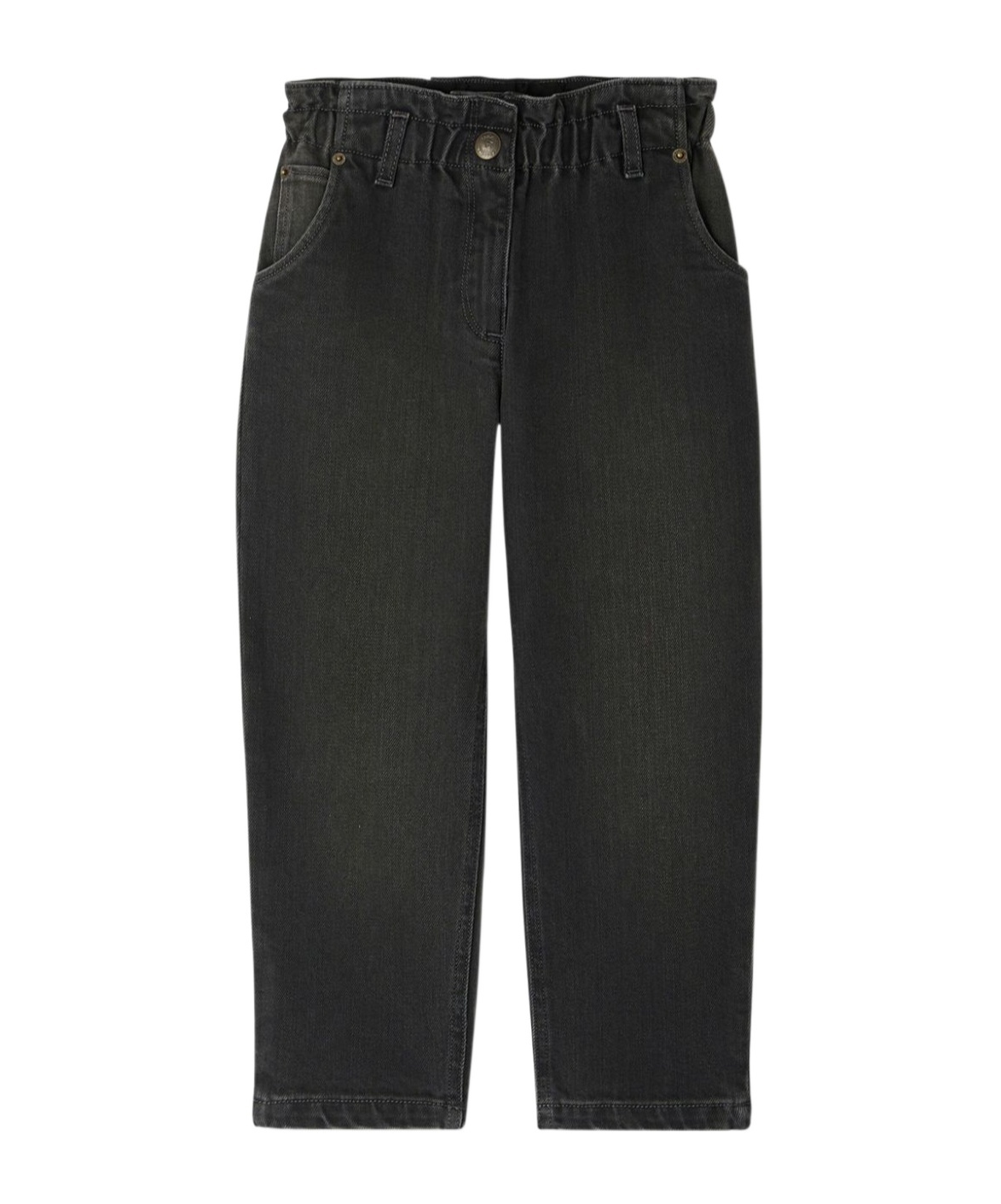 Bonpoint Elasticated-waist Organic Cotton Jeans In Black