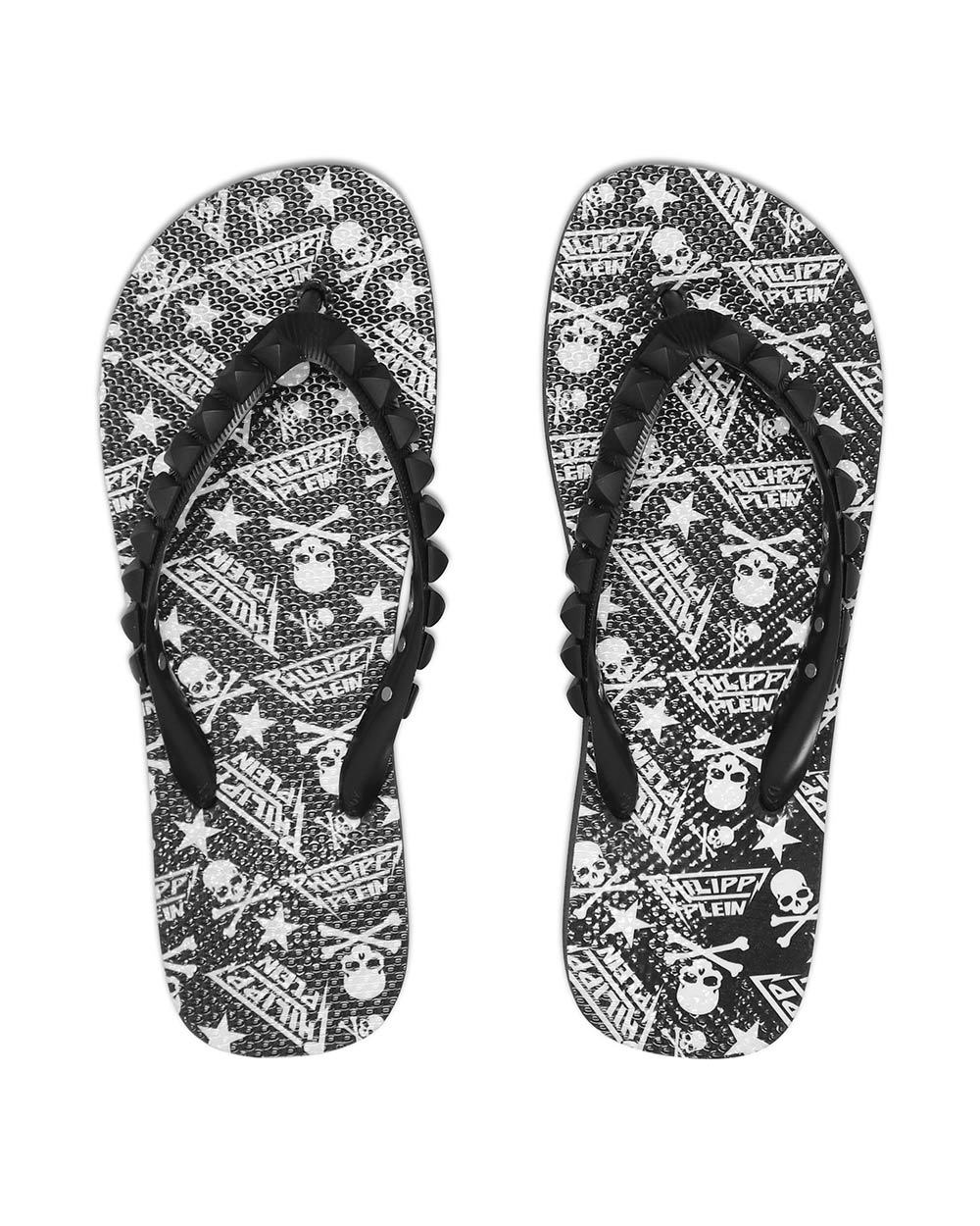 Philipp Plein Pattern Printing Flip-flops In Black