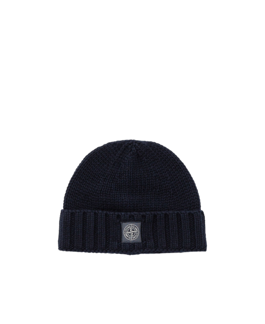 STONE ISLAND LOGO-PATCH TURN-UP BEANIE
