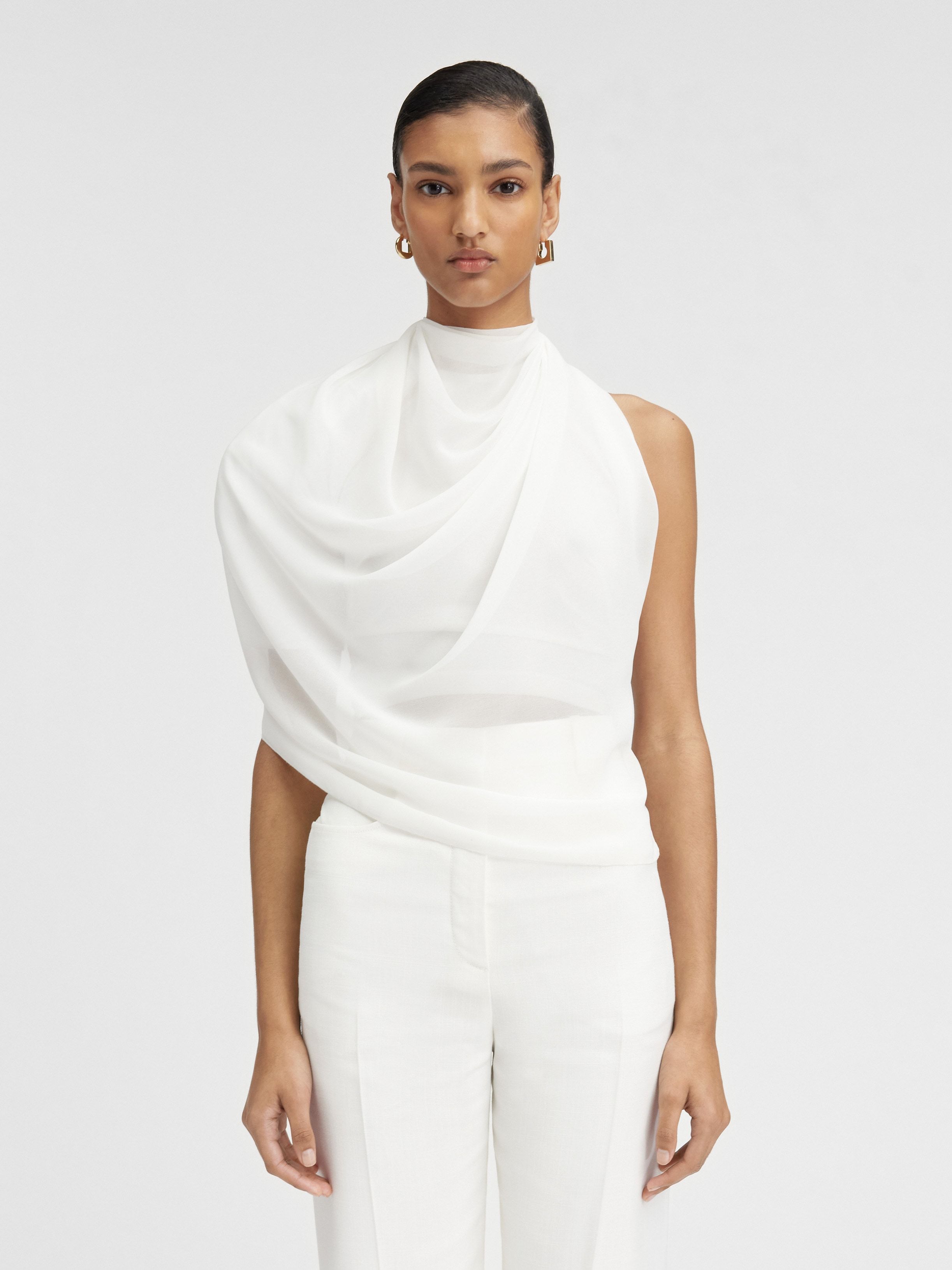 Jacquemus Asymmetric One-shoulder Top In White