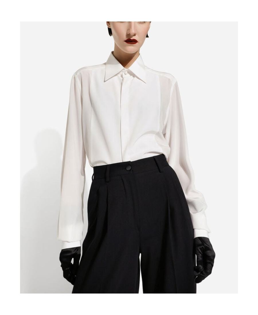 Dolce & Gabbana Silk Crepe De Chine Shirt In White