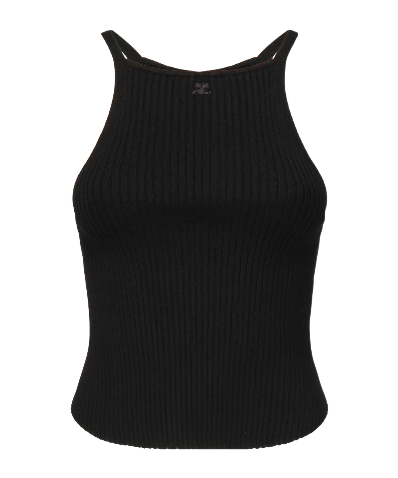 Courrèges Round Neck Sleeveless Vest In Black