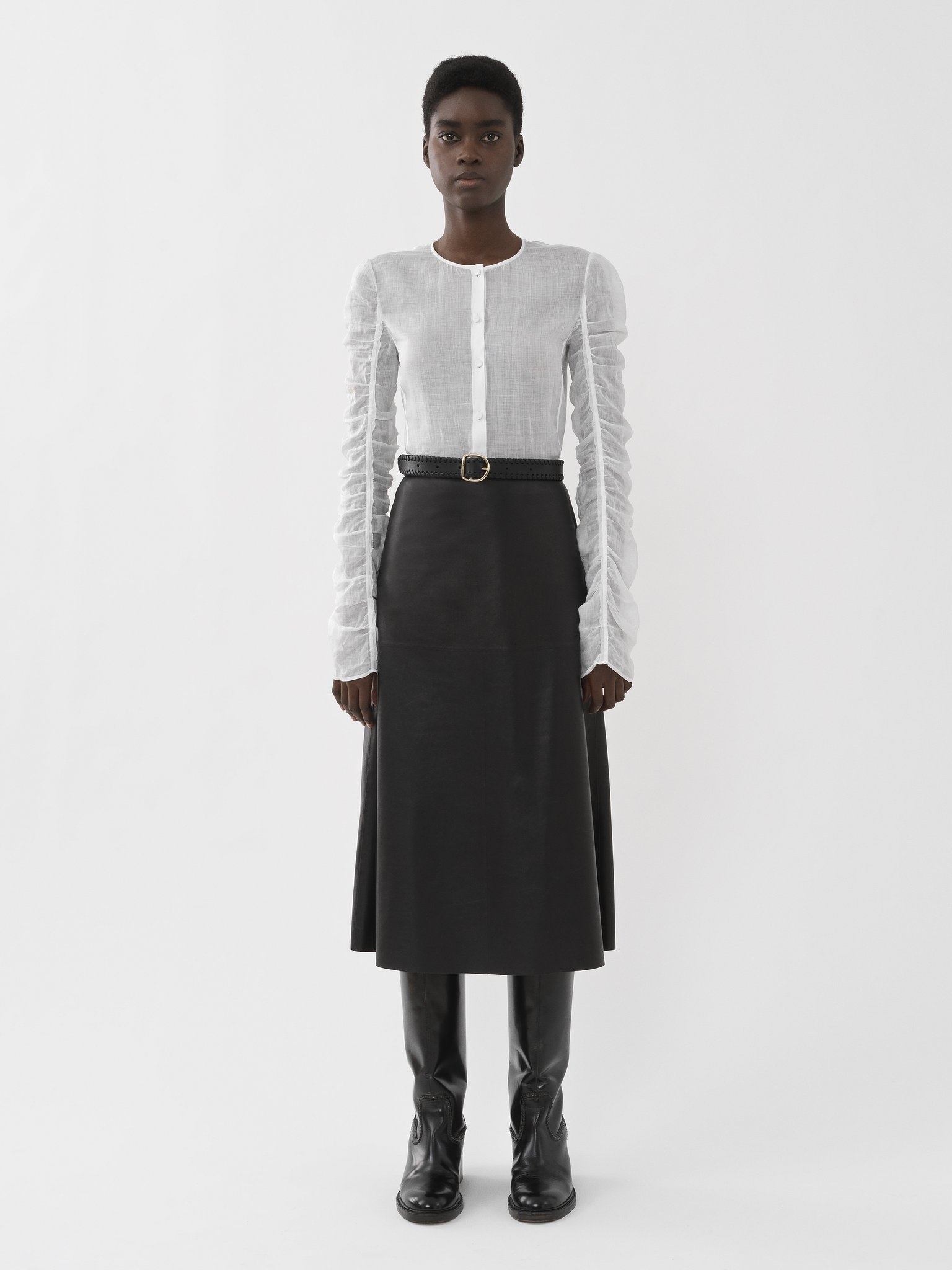 Chloé Collarless Shirt In White