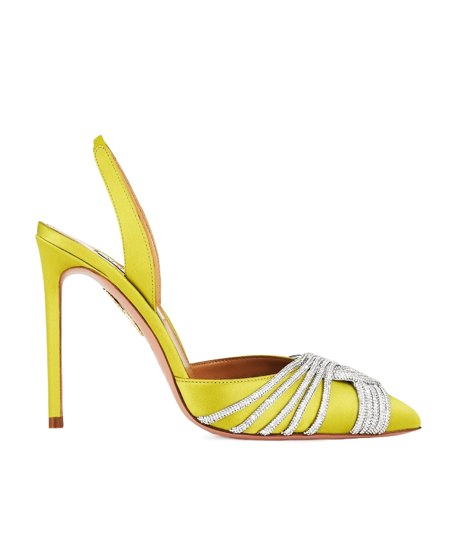 Aquazzura Gatsby 105mm Crystal-embellished Pumps In Yellow