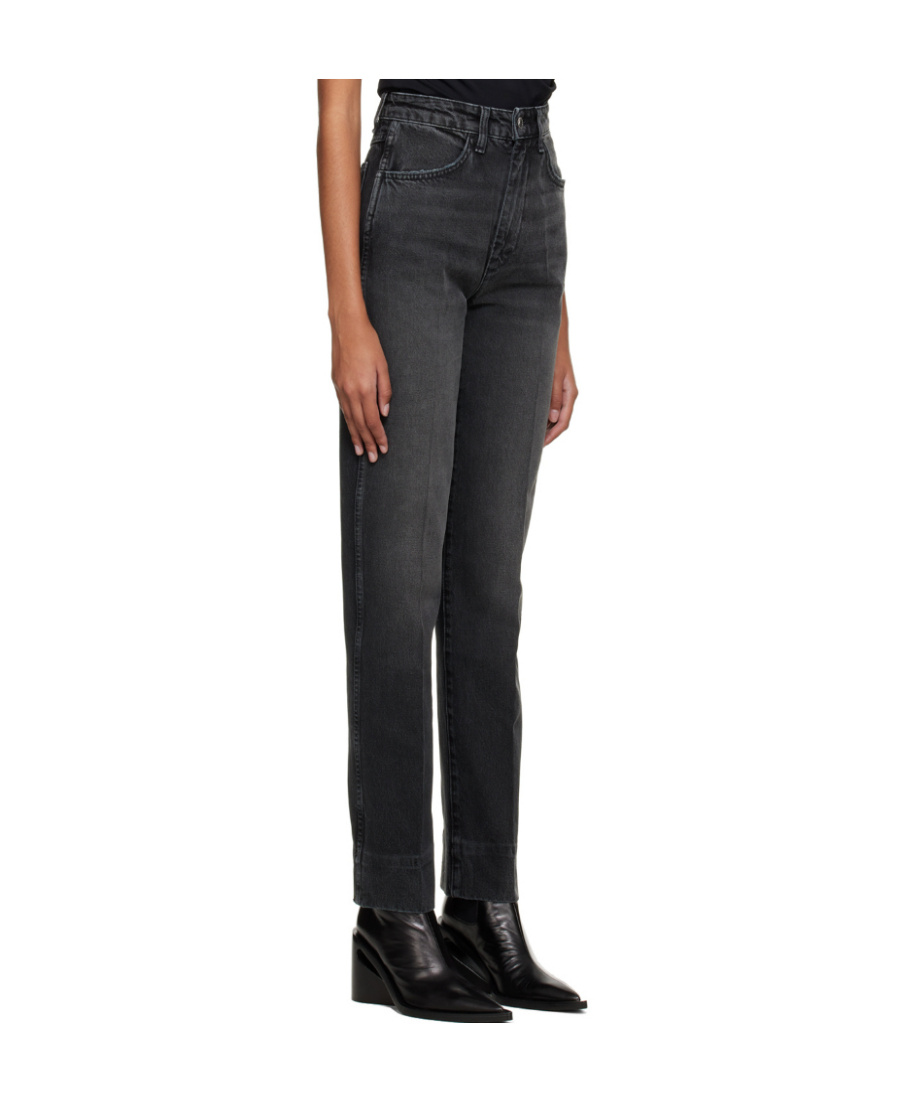 Shop Re/done 70s High-waisted Straight-leg Jeans In Black